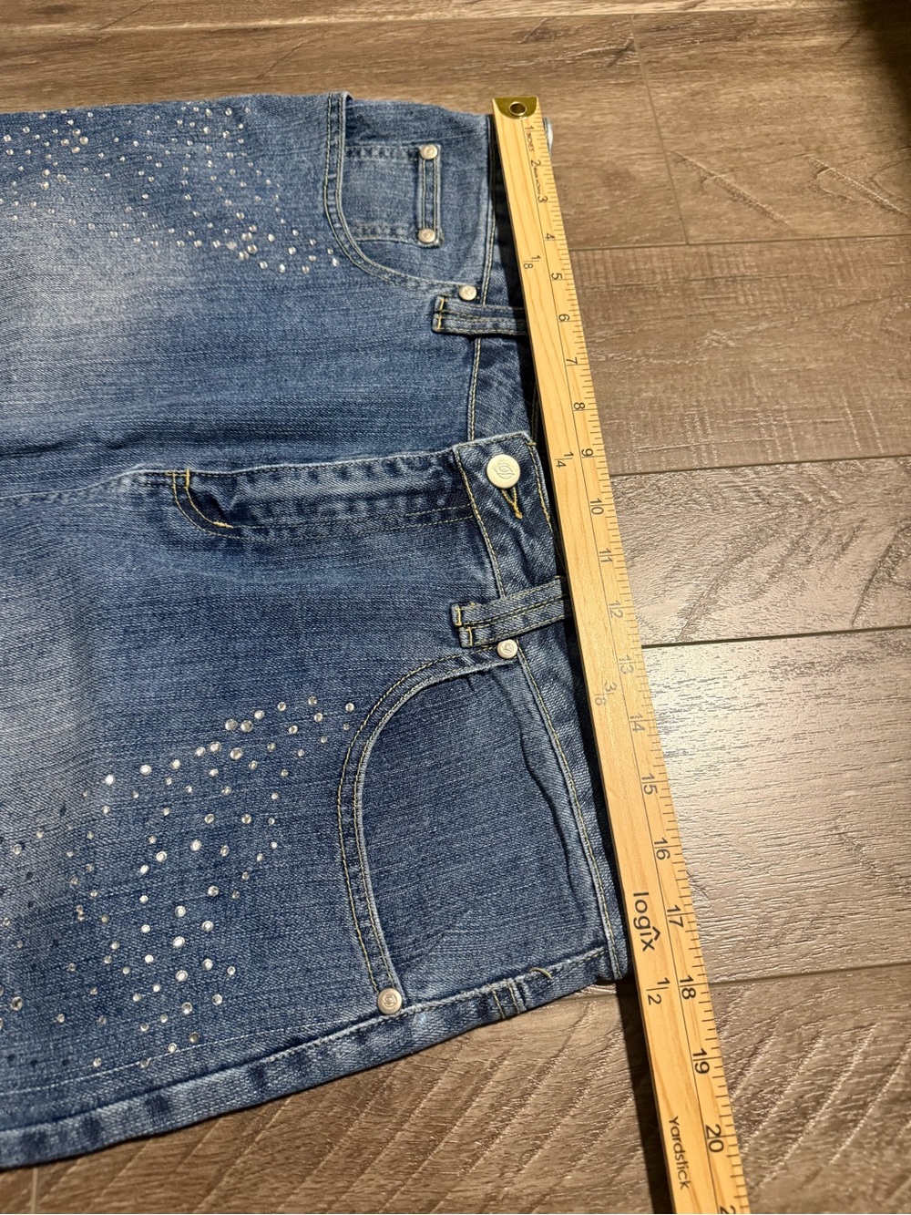 Destiny Vintage Blue Denim Maxi Skirt with Bling Stud Detail Cowgirl Y2K - Picture 5 of 7